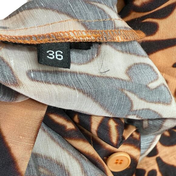 Christian Wijnants Women's Size 36 Collared Shirt Dress Tan Brown Abstract Wrap - Picture 6 of 10
